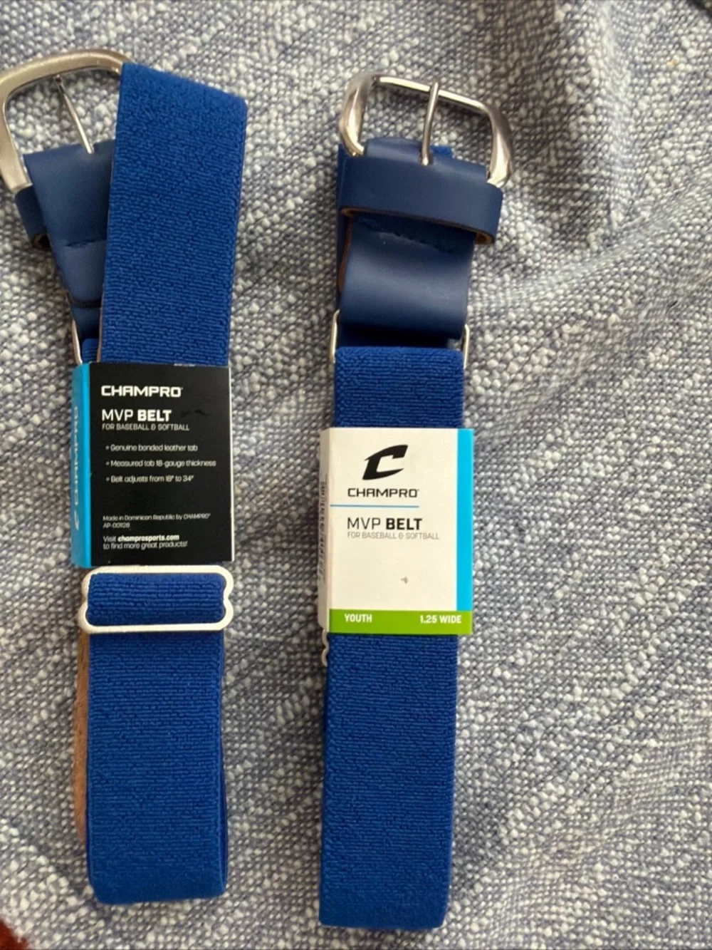 2 Champro MVP Youth Elastic Belt - Blue